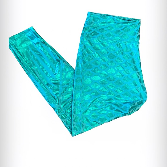 Tipsy Elves Shiny Metallic Mermaid Leggings High Waist Cosplay Halloween XXL - Picture 3 of 6